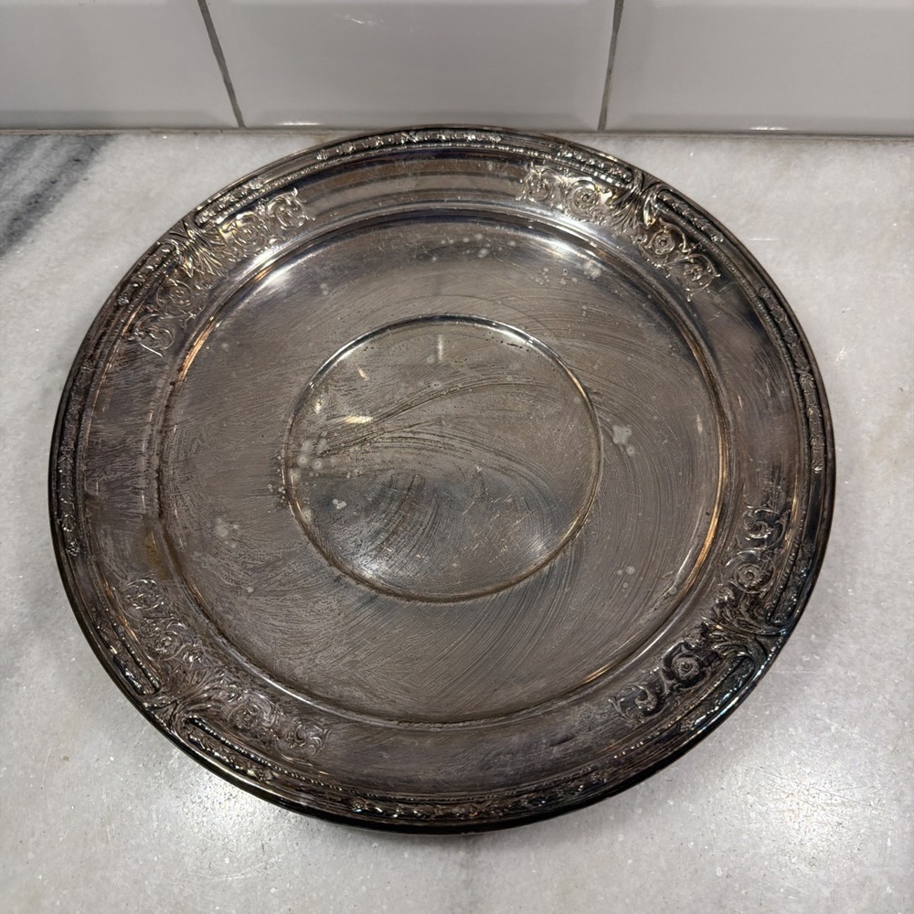 Wilcox 9306 EPNS (IS) Silverplate Tray 10" Round Vintage * Art Nouveau